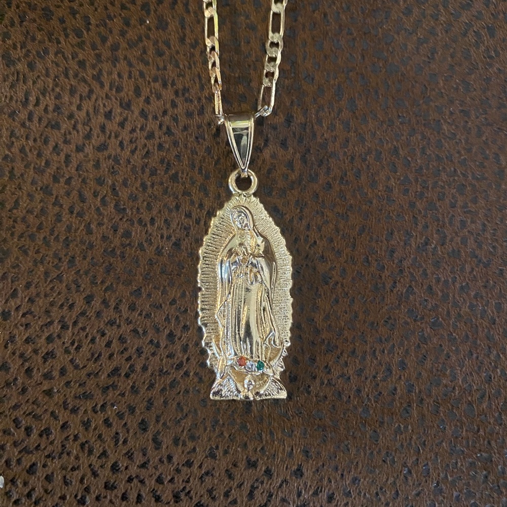 Virgen de Guadalupe gold filled plated pendant and necklace